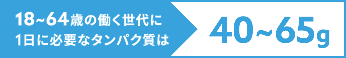 18~64歳の働く世代に1日に必要なタンパク質は40~65g